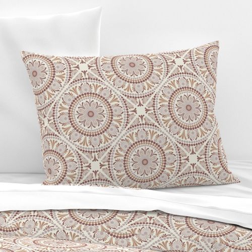 12” Warm Neutrals Cafe Ombre Dot Mandala Diamond Tile - Medium