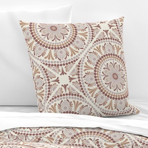 24” Warm Neutrals Cafe Ombre Dot Mandala Diamond Tile - Large
