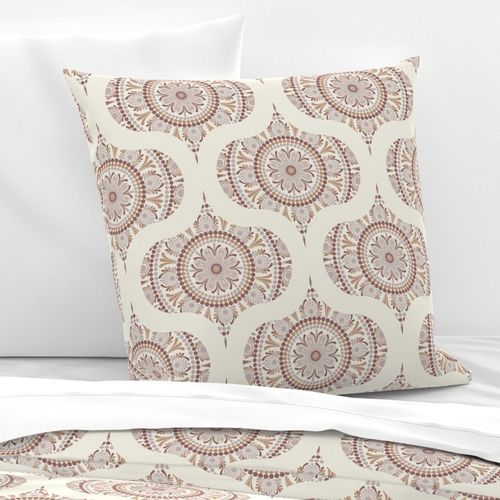 12” Warm Neutrals Cafe Ombre Dot Mandala Mid Mod Ogee - Medium