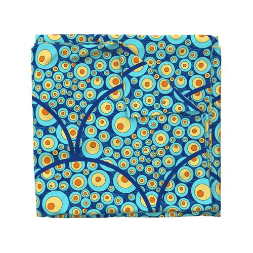 Large Starry Night On Sea Doodle Art Deco Scallop