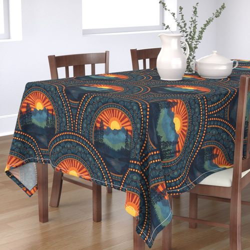 Large Vintage Wilderness Dot Mandala Art Deco Scallops