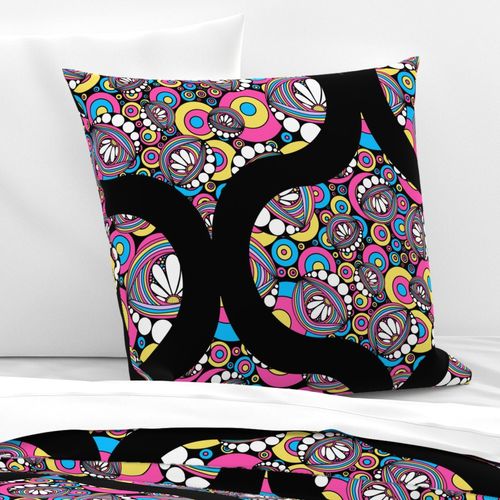 24” 80s Aerobics Rainbow Daisy Doodle Retro Ogee - Large