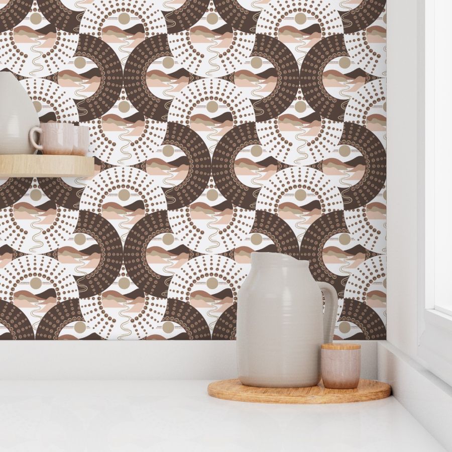 Medium Pantone Relaxed Elegance Minimalist Landscape Mandala Art Deco Fans