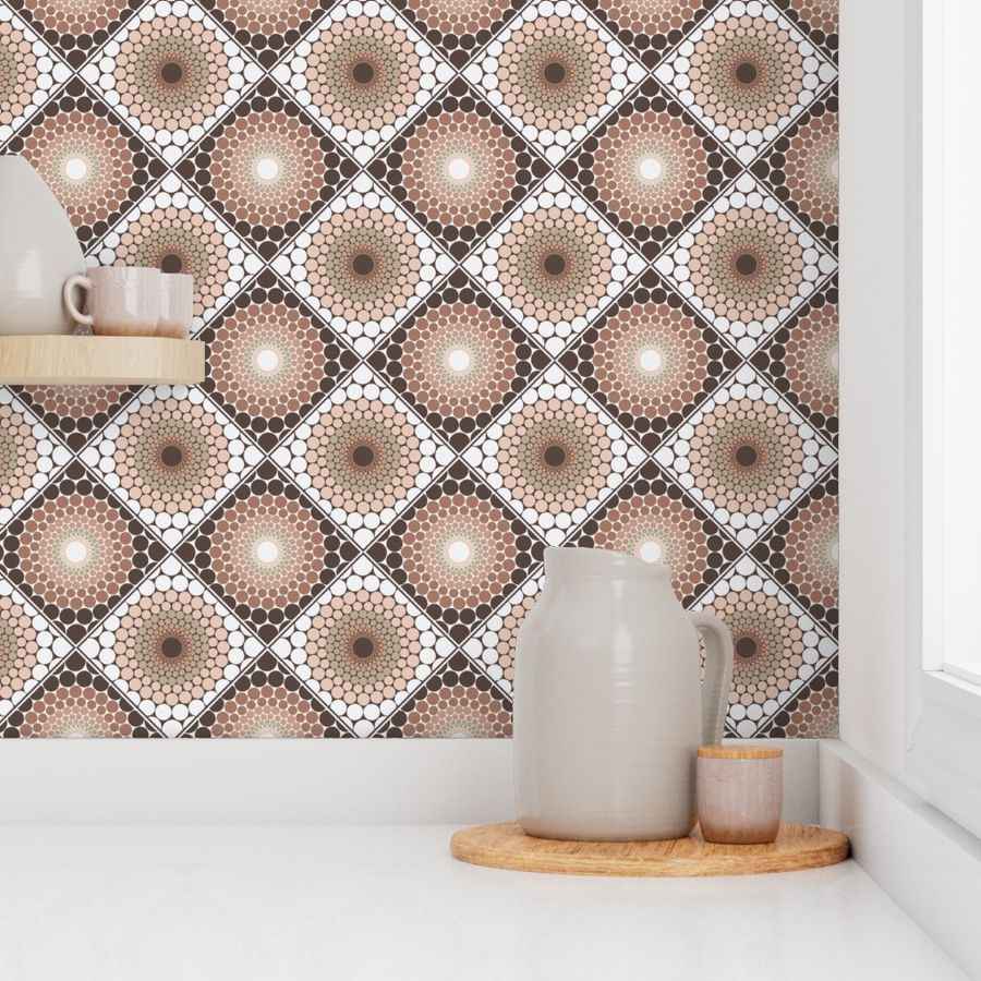 Small Radiant Pantone Relaxed Elegance Mandala Geometric Diamond Tile