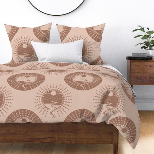 Large Mocha Minimalist Landscape Relaxed Elegance Polka Dot Mandala