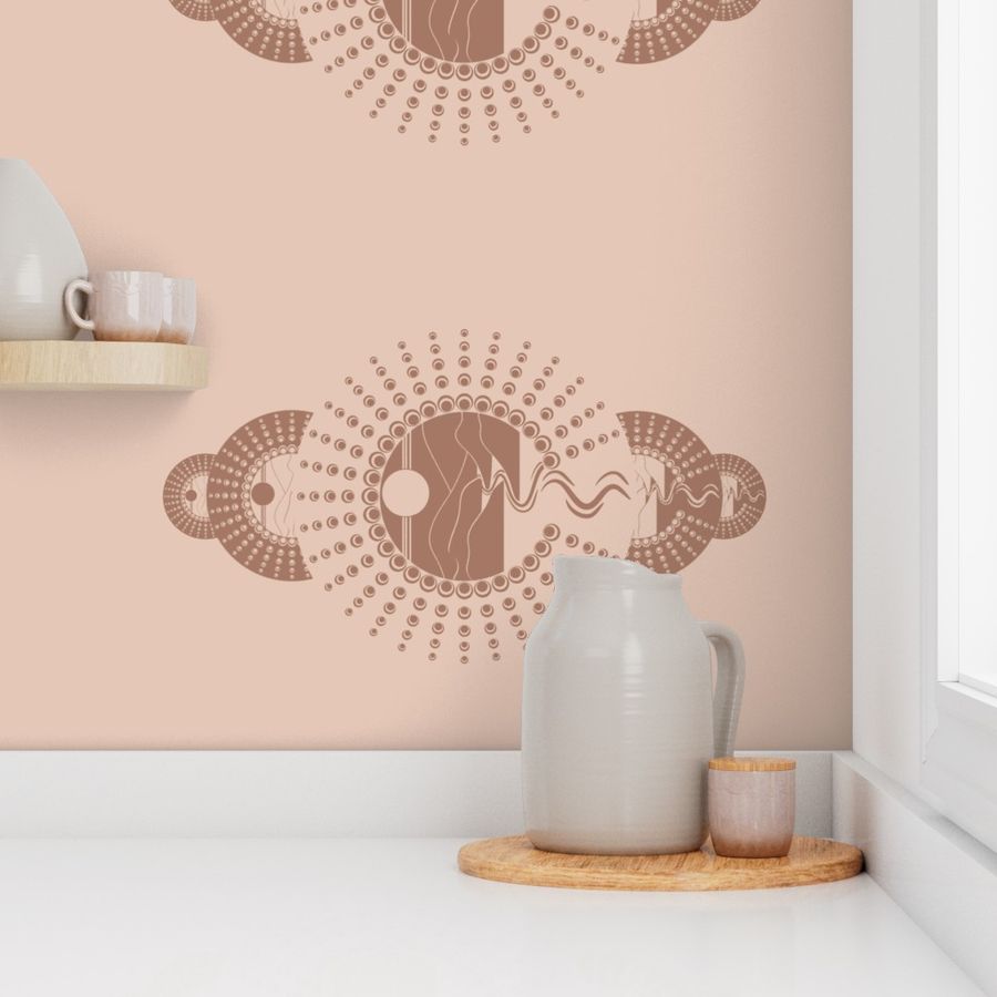 Mocha Minimalist Landscape Relaxed Elegance Ornamental Mandala Teatowel