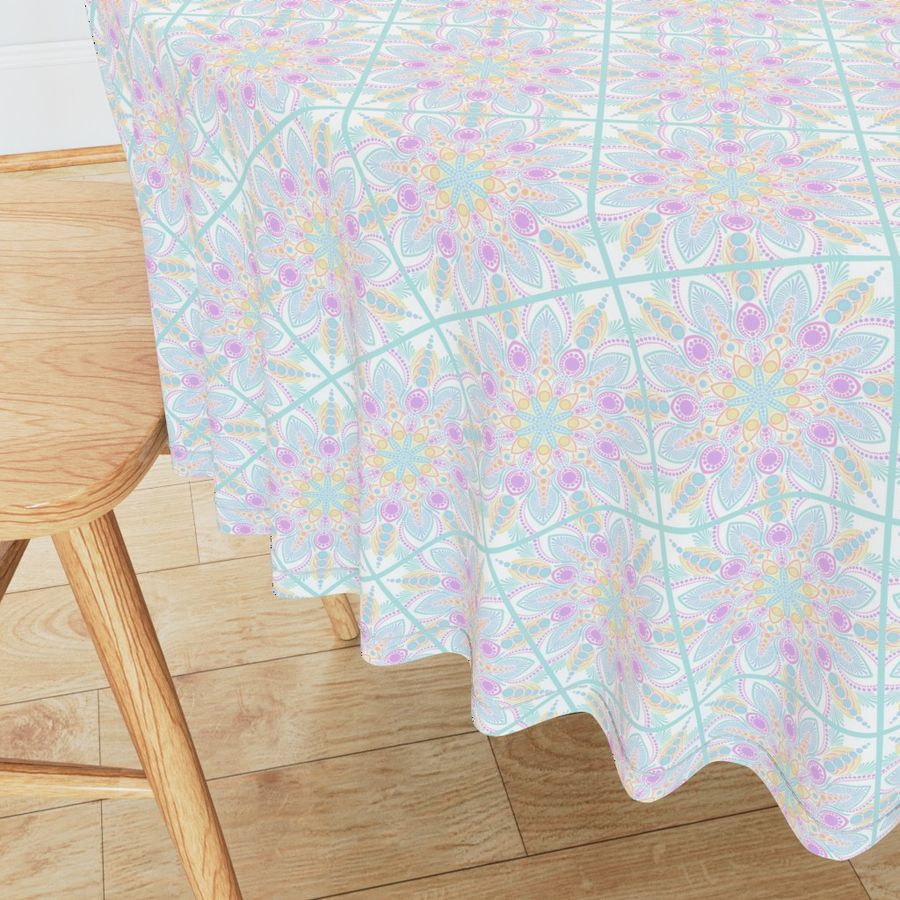 Small Pastel Rainbow Ice Cream Sundae Diamond Tile Mandala