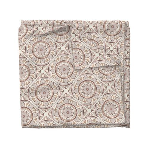 12” Warm Neutrals Cafe Ombre Dot Mandala Diamond Tile - Medium