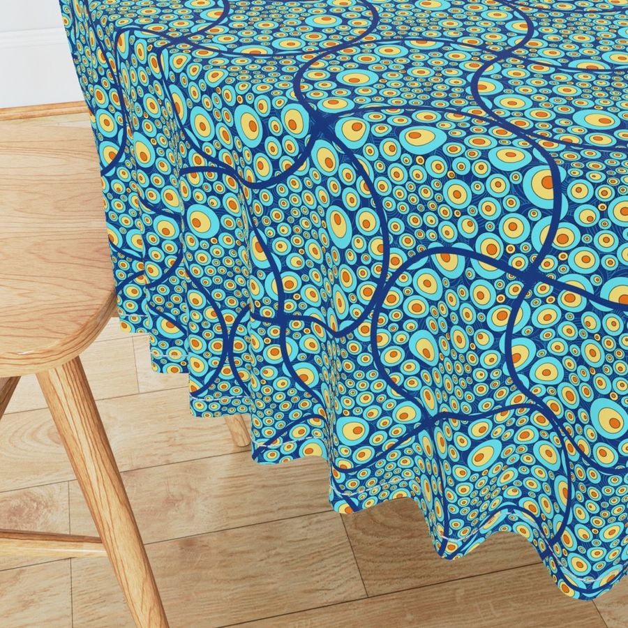 Medium Starry Night On Sea Doodle Art Deco Ogee Fans