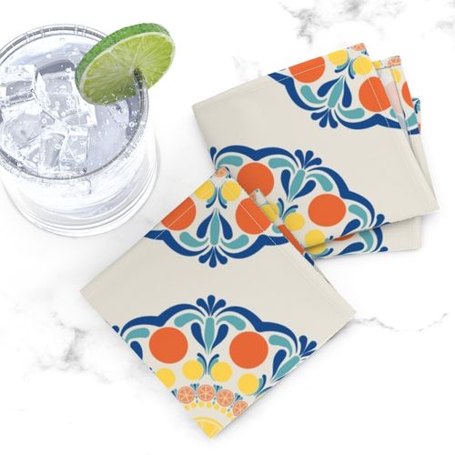 Medium Aegean Summer Oranges And Lemons Polka Dots