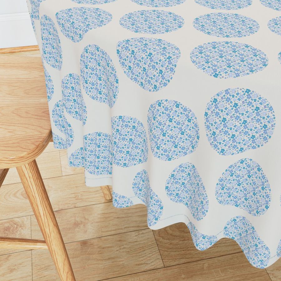 Small Retro Florals Berry Blues Polka Dot