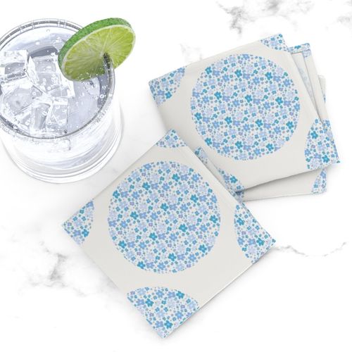 Small Retro Florals Berry Blues Polka Dot