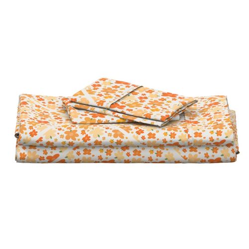 24” Retro Florals Fall Oranges Diamond Tile - Large