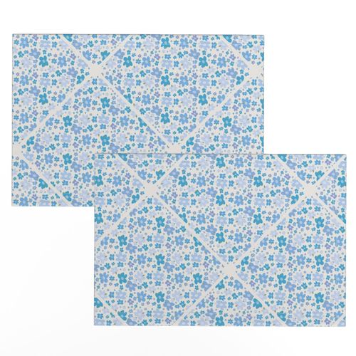 12” Retro Florals Berry Blues Diamond Tile - Medium