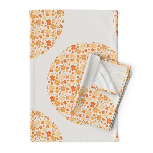 24” Retro Florals Fall Oranges Polka Dots - Large