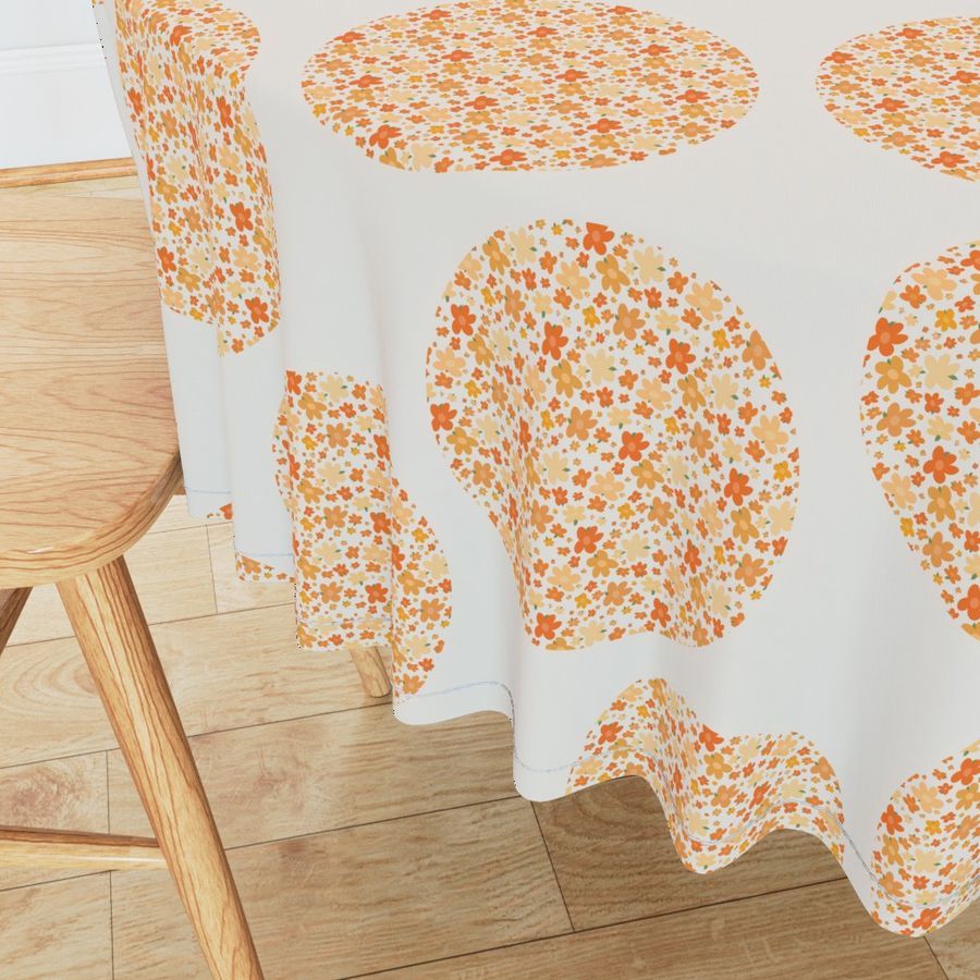 12” Retro Florals Fall Oranges Polka Dots - Medium