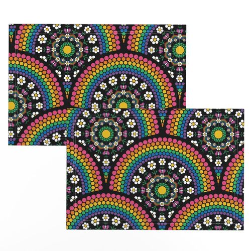 12” Maximalist Rainbow Daisy Dot The Difference Mandala Art Deco Scallop - Medium