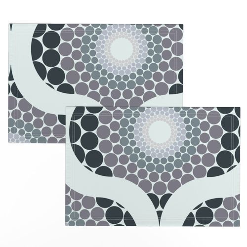 24” Radiant Silver Smoke Dot Mandala Retro Ogee - Large