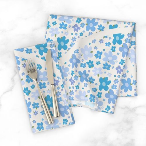 24” Retro Florals Berry Blues Art Deco Scallop - Large