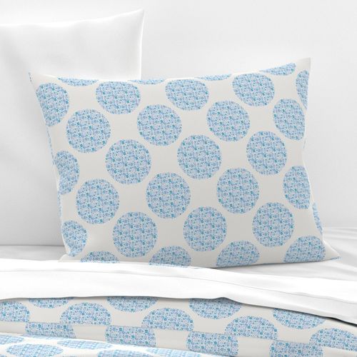 Small Retro Florals Berry Blues Polka Dot