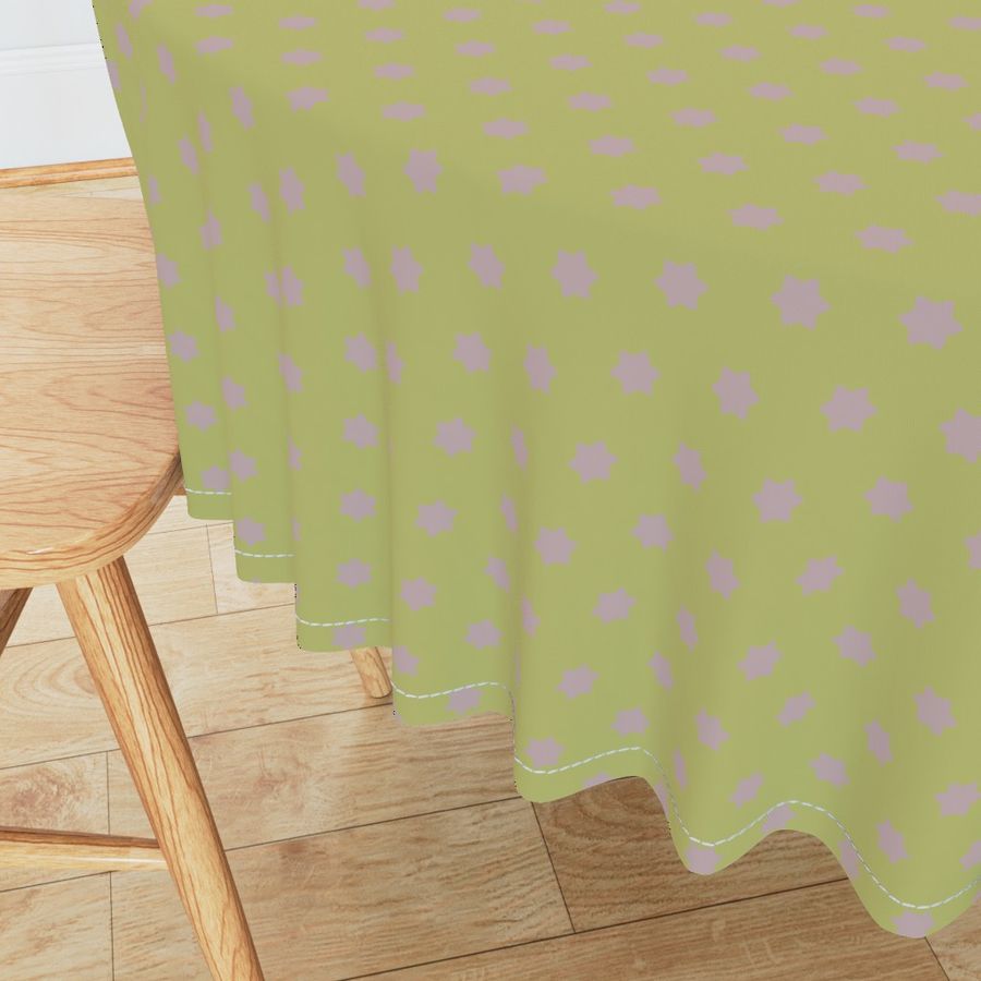 Geometric Warm Neutrals Burnished Lilac Six Pointed Stars On Green Banana