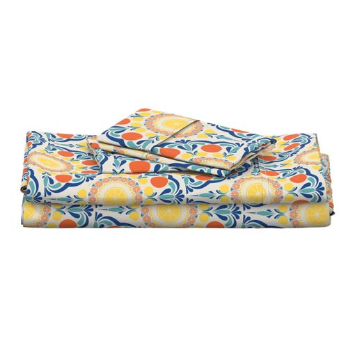 Medium Aegean Summer Oranges And Lemons Art Deco Scallop