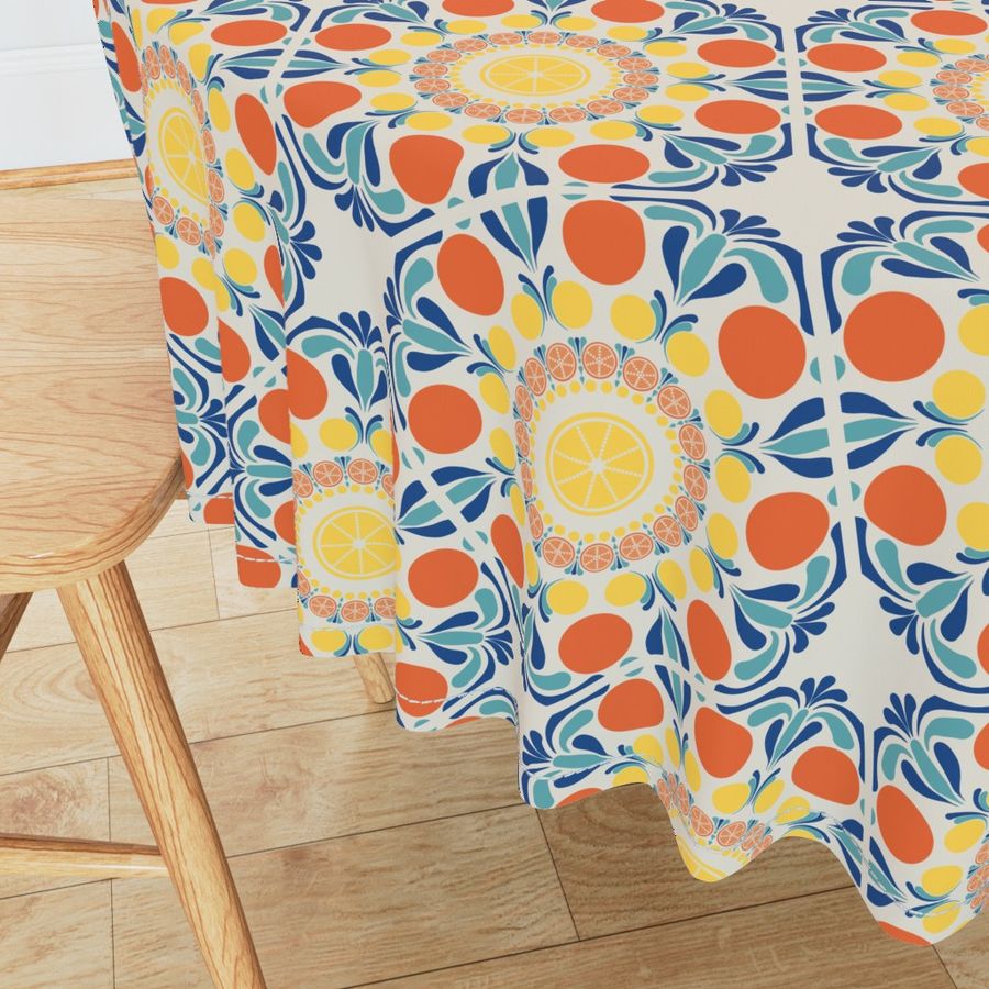 Medium Aegean Summer Oranges And Lemons Diamond Tile