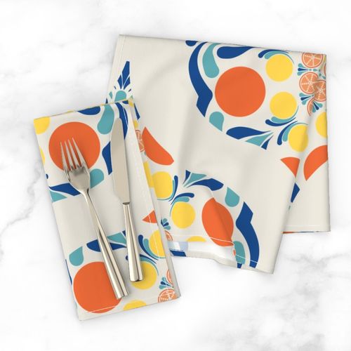 Large Aegean Summer Oranges And Lemons Mid Mod Ogee