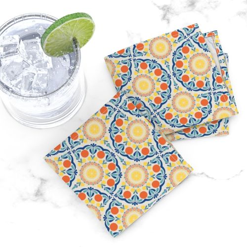 Small Aegean Summer Oranges And Lemons Art Deco Fans