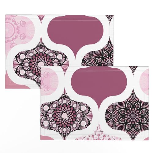 Large Dusky Rose Dot Mandalas Ogee Patchwork Cheater Quilt