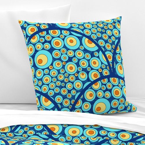 Large Starry Night On Sea Doodle Art Deco Scallop