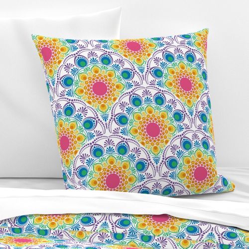 Medium Maximalist Rainbow Floral Fountain Art Deco Scallop