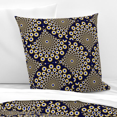 Large We Are Watching You Navy And Gold Art Deco Fans