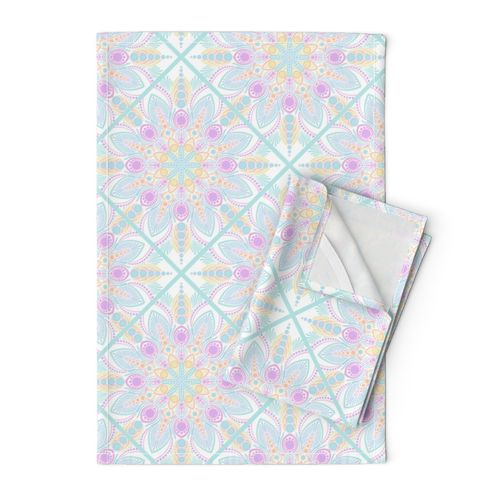 Medium Pastel Rainbow Ice Cream Sundae Diamond Tile Mandala