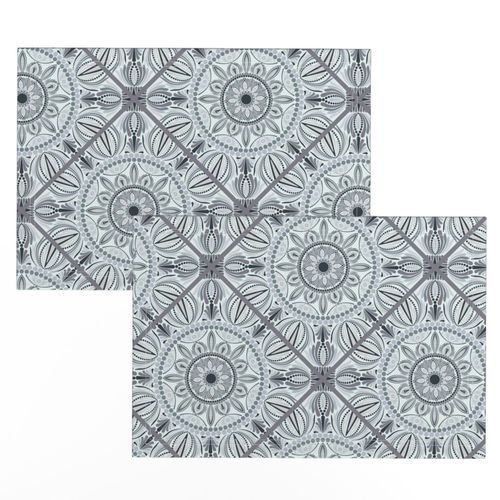 Medium Floral Harmony Silver Smoke Mandala Diamond Tile