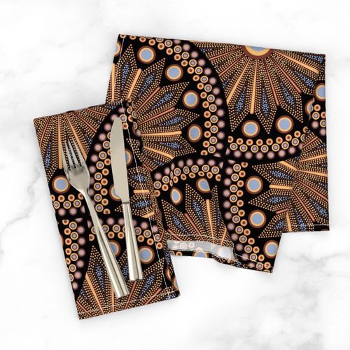 Large Safari Sunset Medicine Wheel Art Deco Fans Mandala