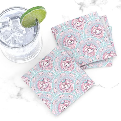 Ditsy Cotton Candy Kawaii Bunny Dot Mandala Art Deco Scallops