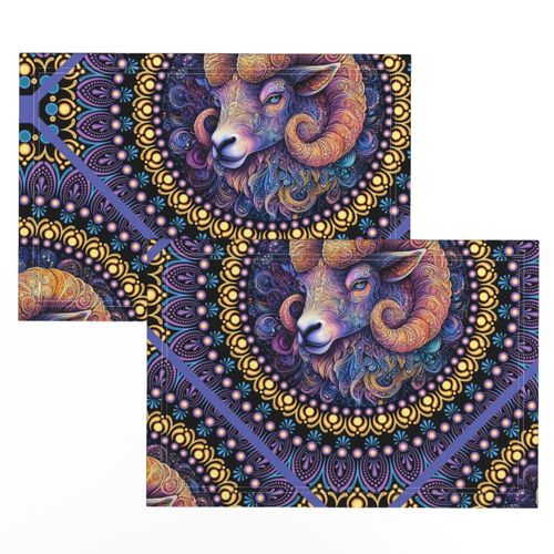 Large Whimsical Aries Dot Mandala Diamond Tile