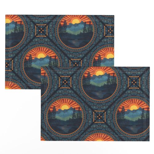 Medium Vintage Wilderness Dot Mandala Diamond Tile