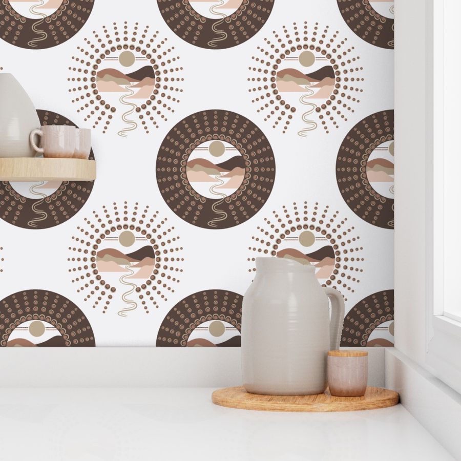 Medium Pantone Relaxed Elegance Minimalist Landscape Polka Dot Mandala