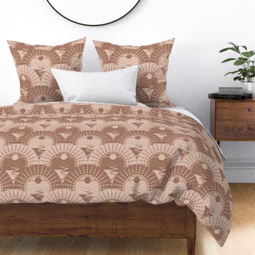 Medium Mocha Minimalist Landscape Relaxed Elegance Mandala Art Deco Scallop