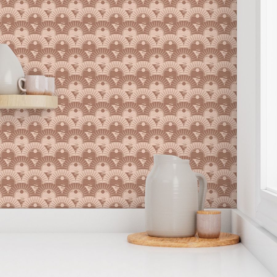 Ditsy Mocha Minimalist Landscape Relaxed Elegance Mandala Art Deco Scallop