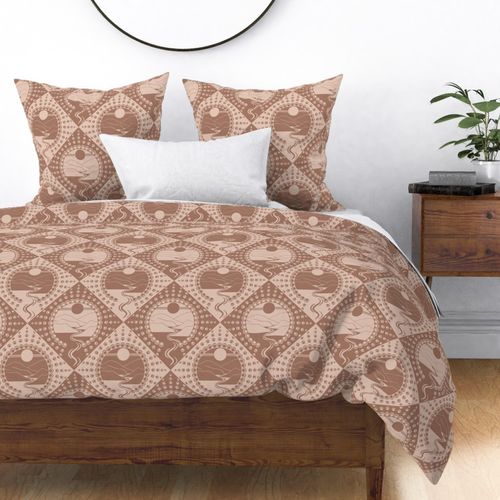 Medium Mocha Minimalist Landscape Relaxed Elegance Mandala Diamond Tile