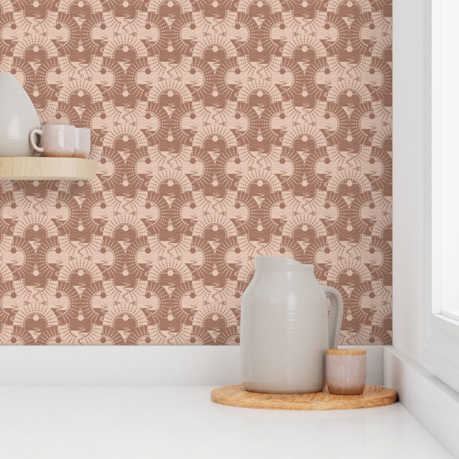 Small Mocha Minimalist Landscape Relaxed Elegance Mandala Deco Ogee Fans