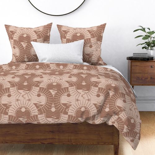 Large Mocha Minimalist Landscape Relaxed Elegance Mandala Deco Ogee Fans