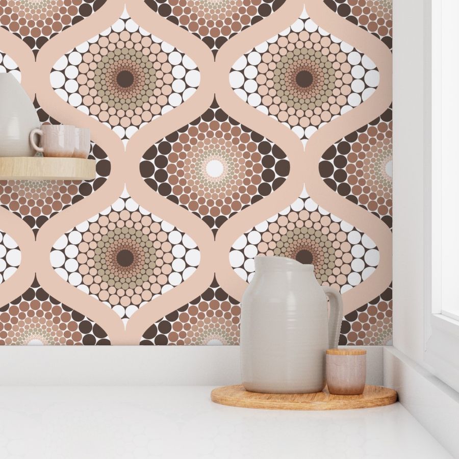 Medium Radiant Relaxed Elegance Mandala Mid Century Modern Ogee Damask