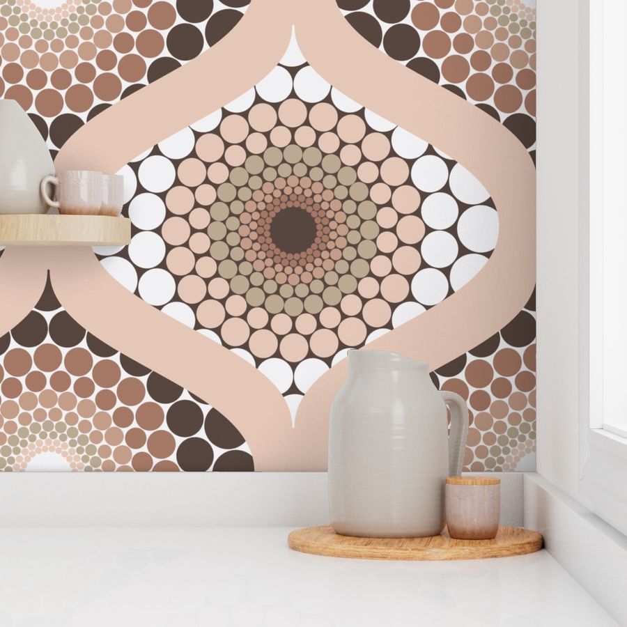 Large Radiant Relaxed Elegance Mandala Mid Century Modern Ogee Damask
