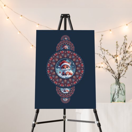 Custom Festive Kawaii Fox Ornamental Mandala Foam Board