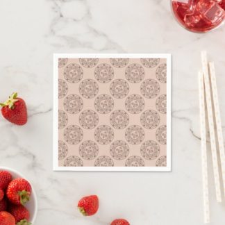 Mocha Rococo Revival Polka Dot Mandala Decoupage Napkins