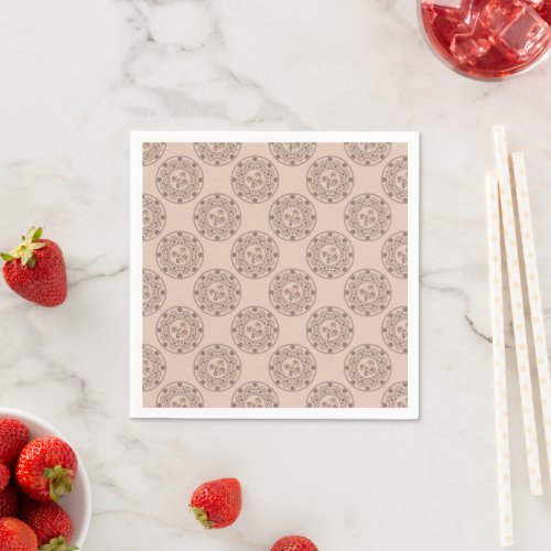 Mocha Rococo Revival Polka Dot Mandala Decoupage Napkins